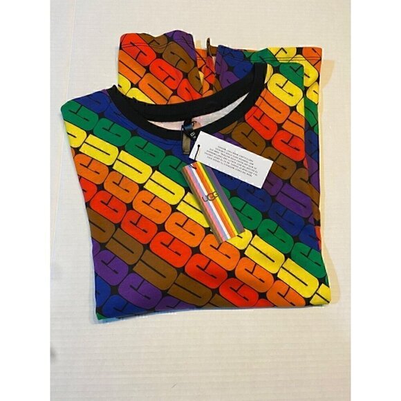 UGG UNISEX Logo U Toni Pride Rainbow Oversized‎ Tee for Everyone Colorful Casual - Picture 10 of 12